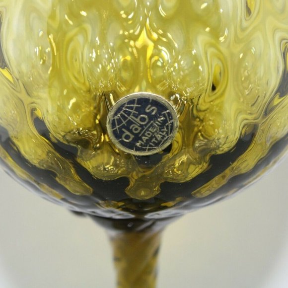 MCM Dabs Italy Dark Green Blown Glass Tall Stem - Picture 6 of 12